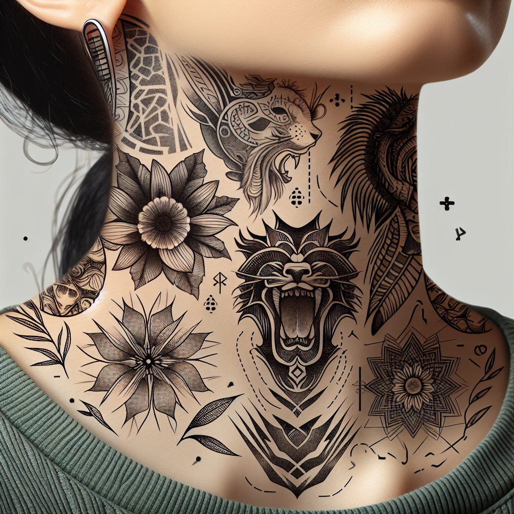 Elegant throat tattoo concepts