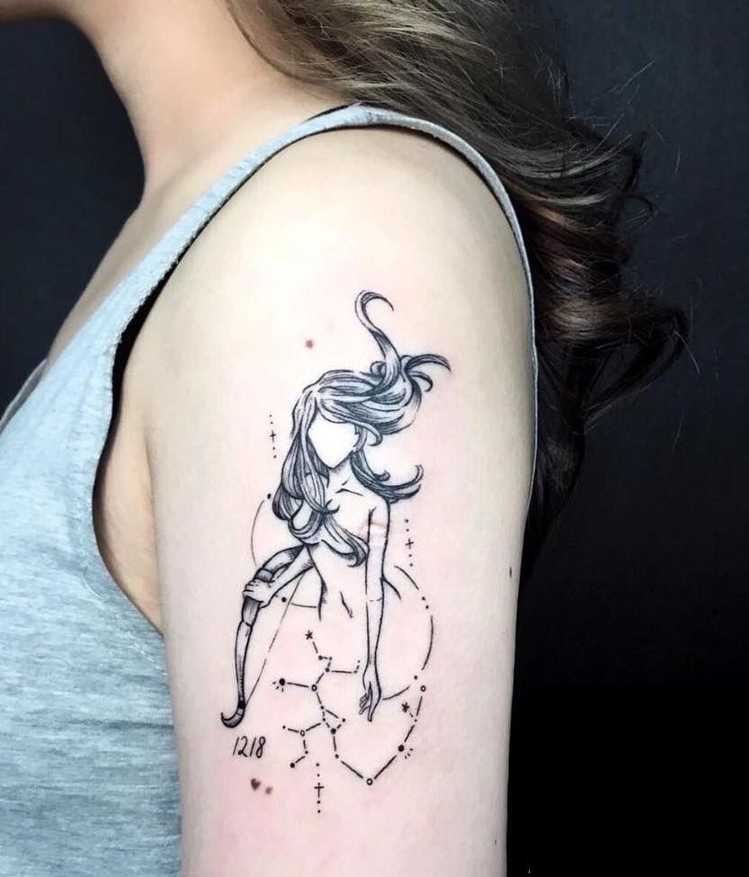 female small Sagittarius constellation tattoo