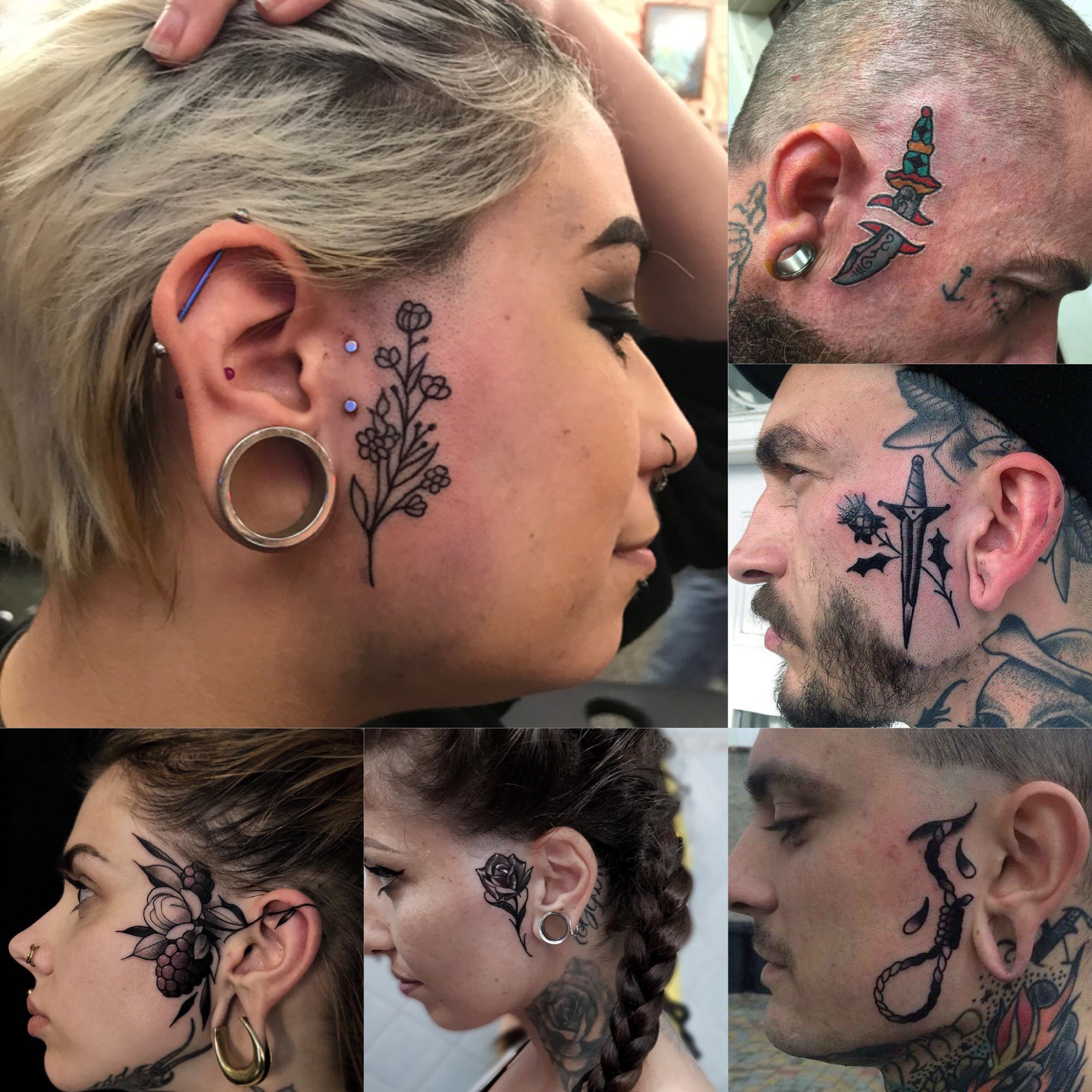 female small side face tattoo 0013