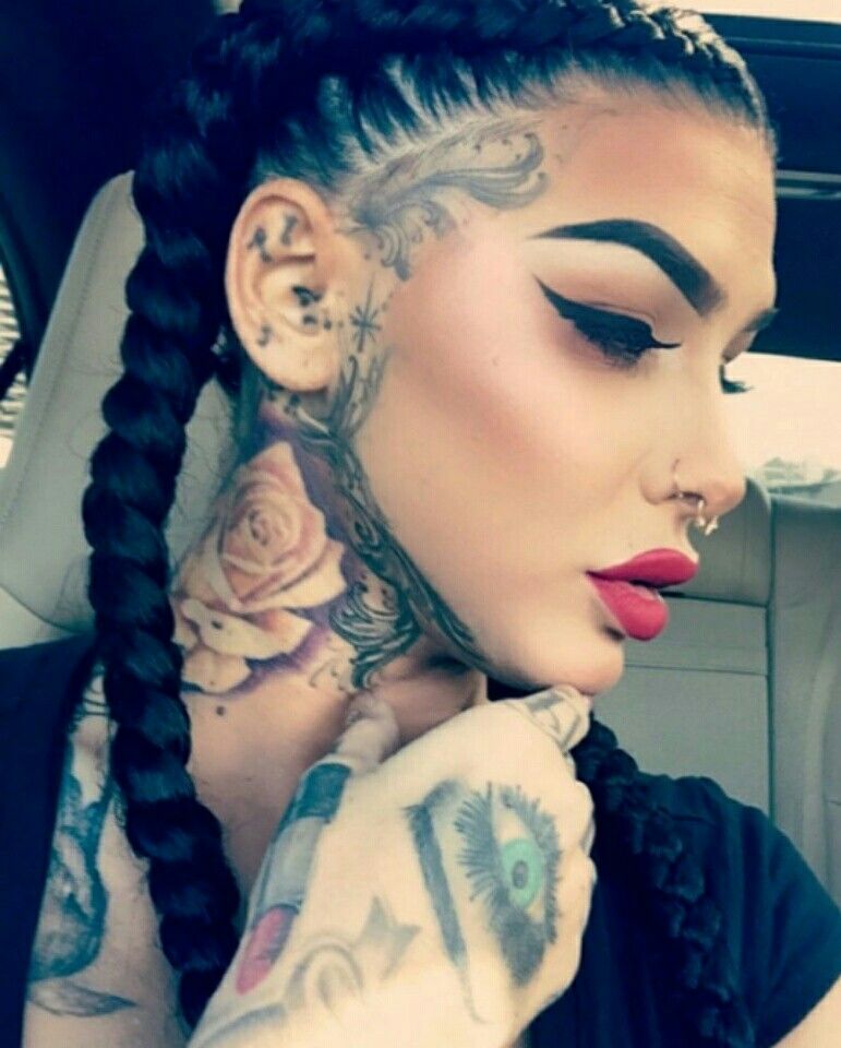 female small side face tattoo 0032