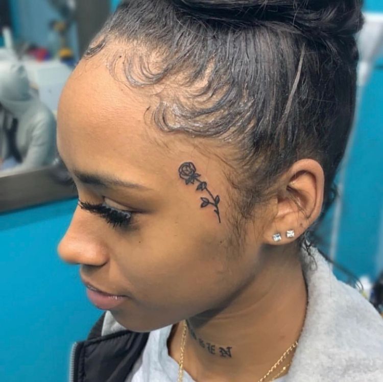 female small side face tattoo 0065