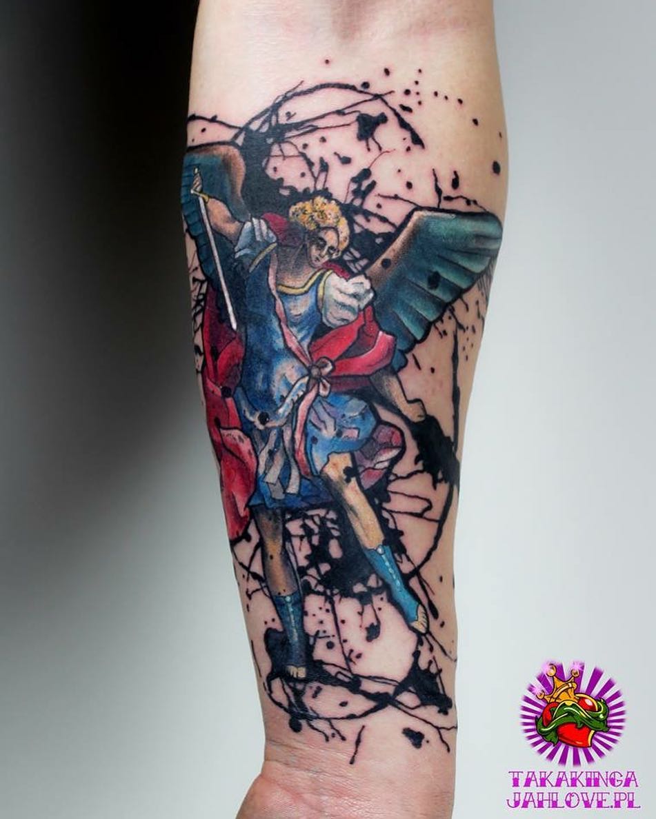 female st michael tattoo small 0013