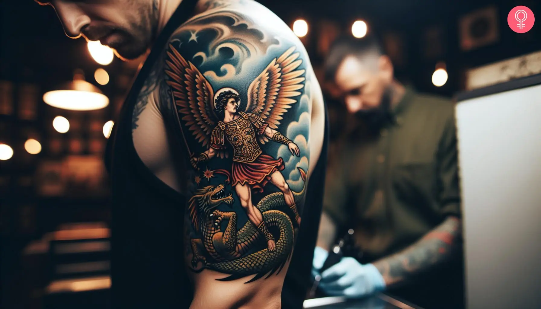 female st michael tattoo small 0020