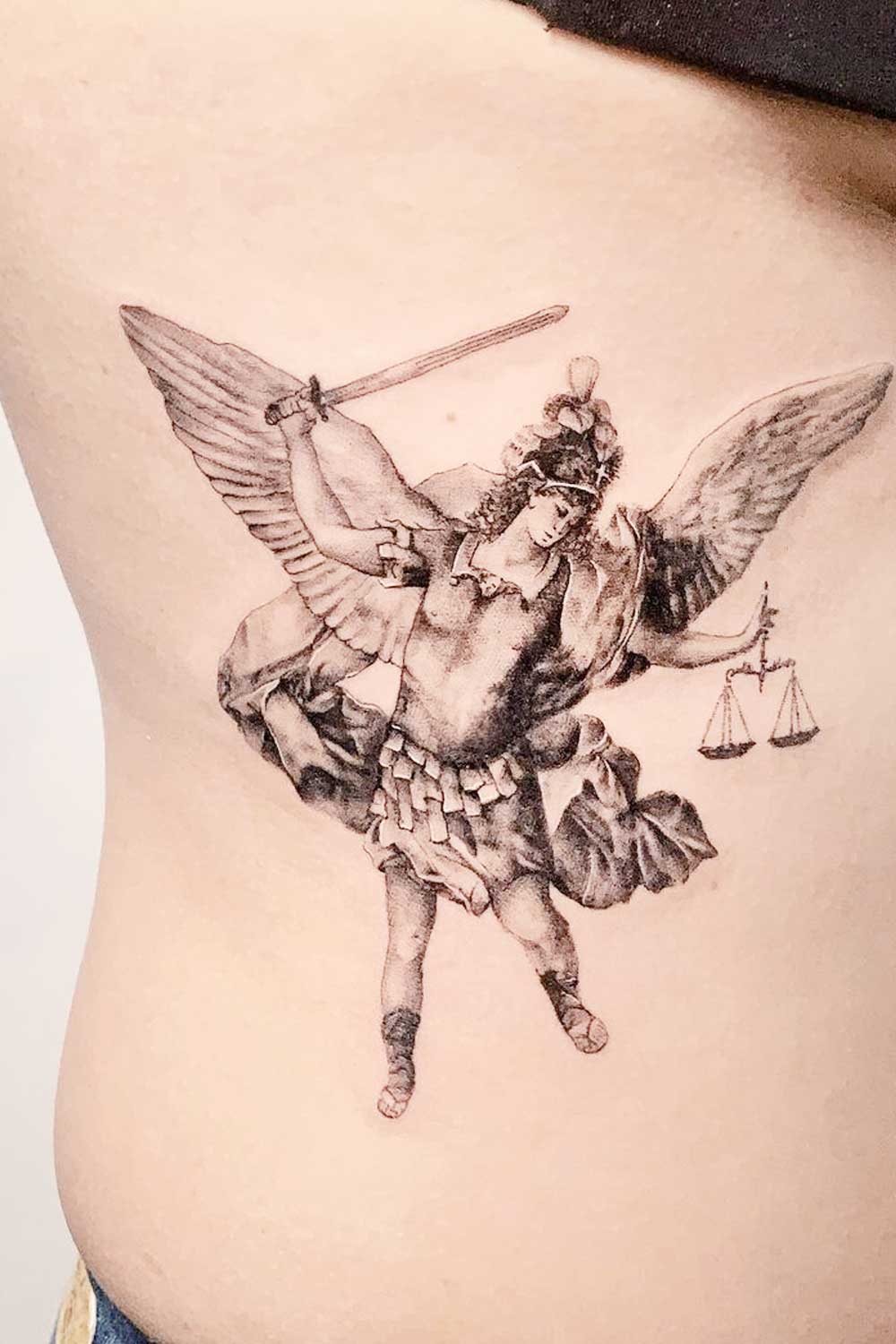 female st michael tattoo small 0026