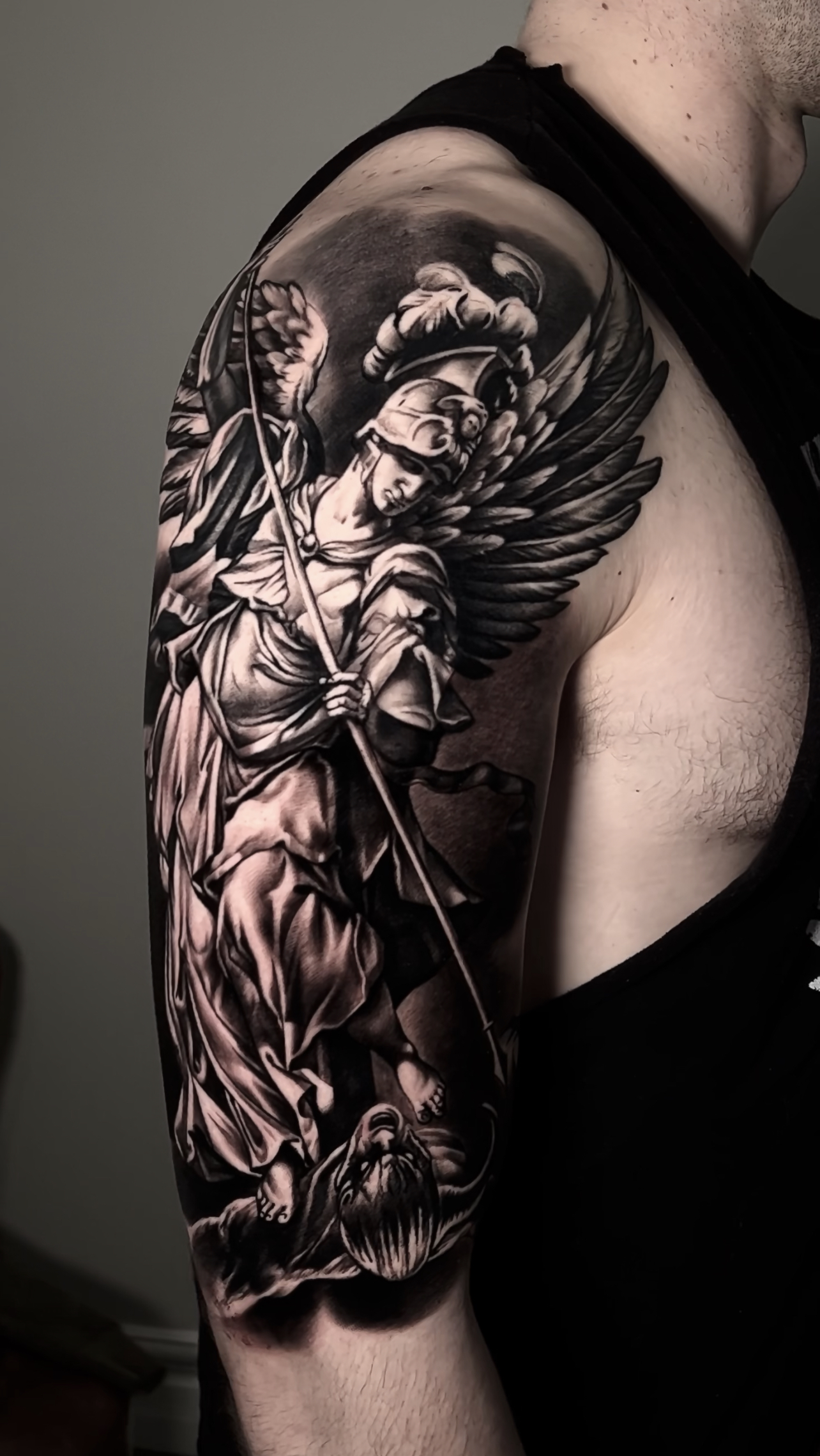 female st michael tattoo small 0029