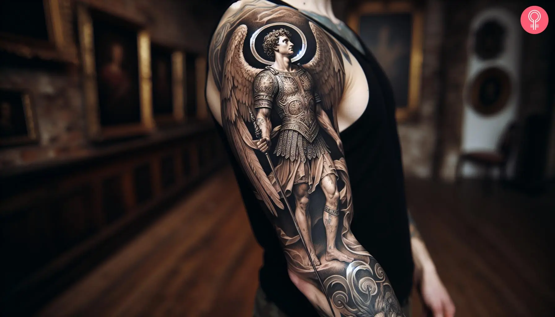 female st michael tattoo small 0033