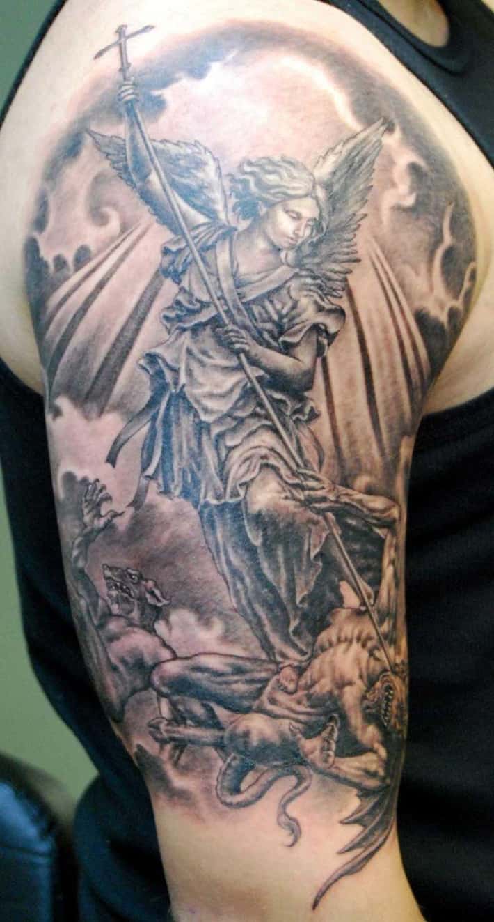 female st michael tattoo small 0035