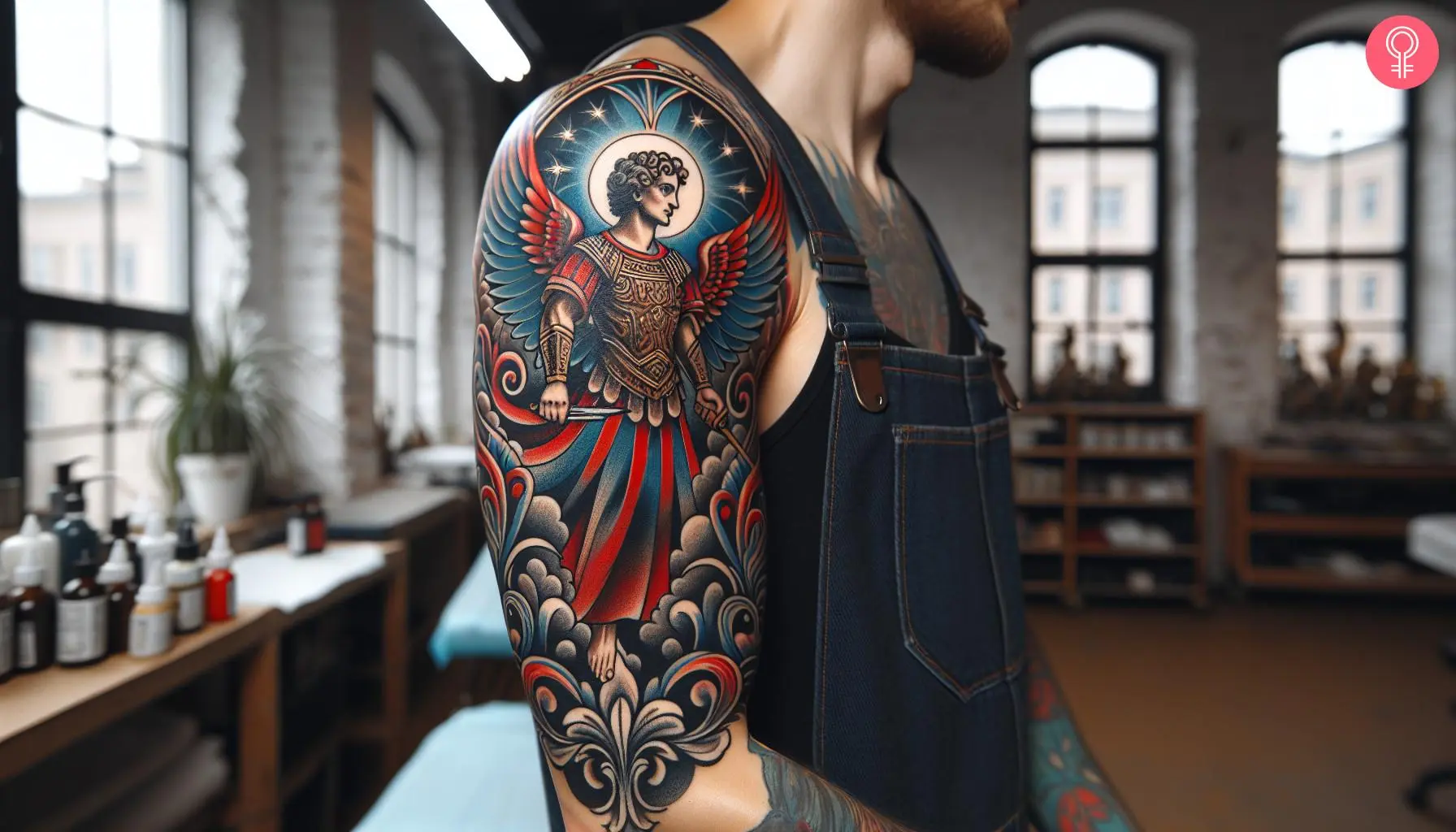 female st michael tattoo small 0056