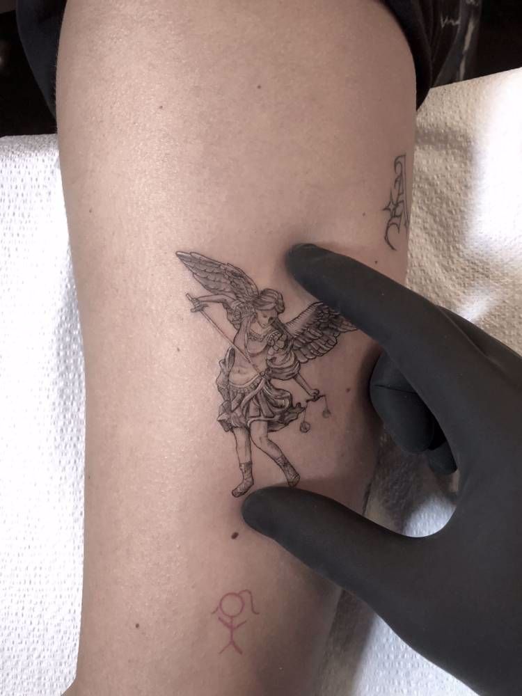 female st michael tattoo small 0071