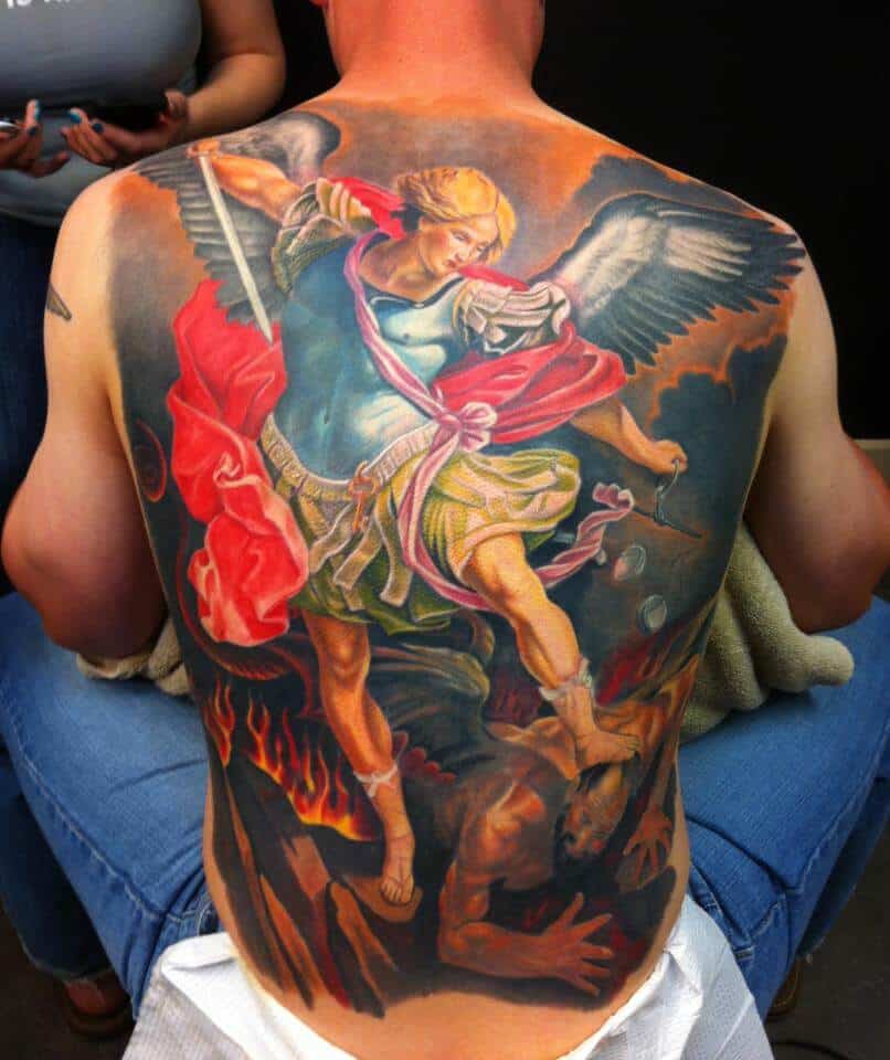 female st michael tattoo small 0072