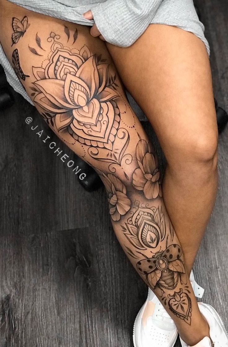 feminine leg tattoo ideas 0078