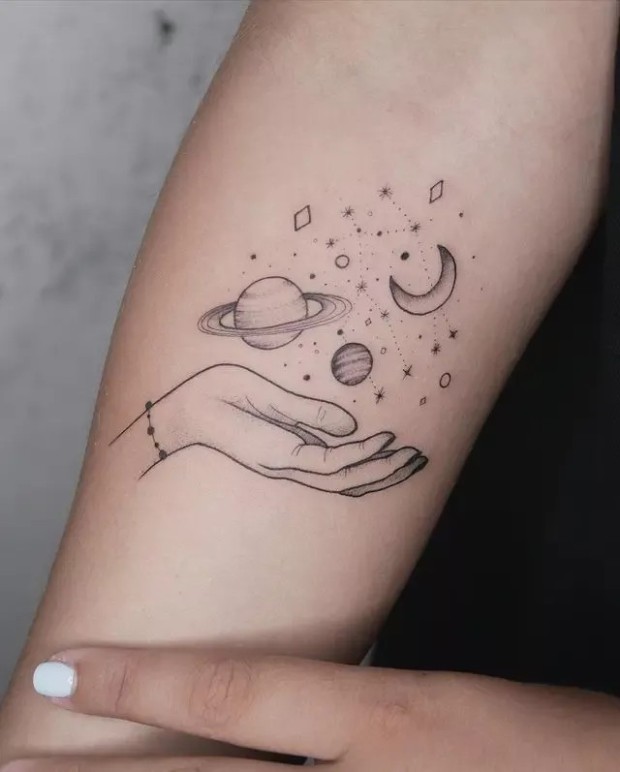 feminine planet tattoo ideas