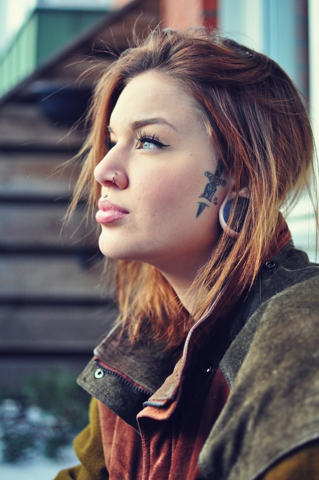 feminine small side face tattoo inspiration