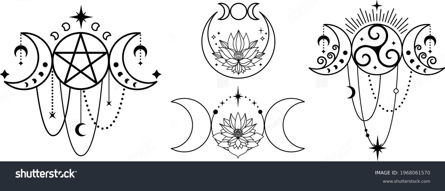 feminine witch moon tattoo concepts