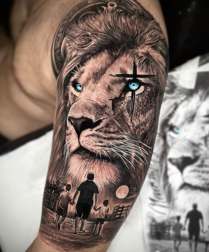 fierce lion tattoo designs for men