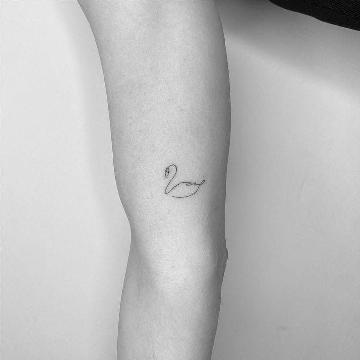 fine line swan tattoo ideas.