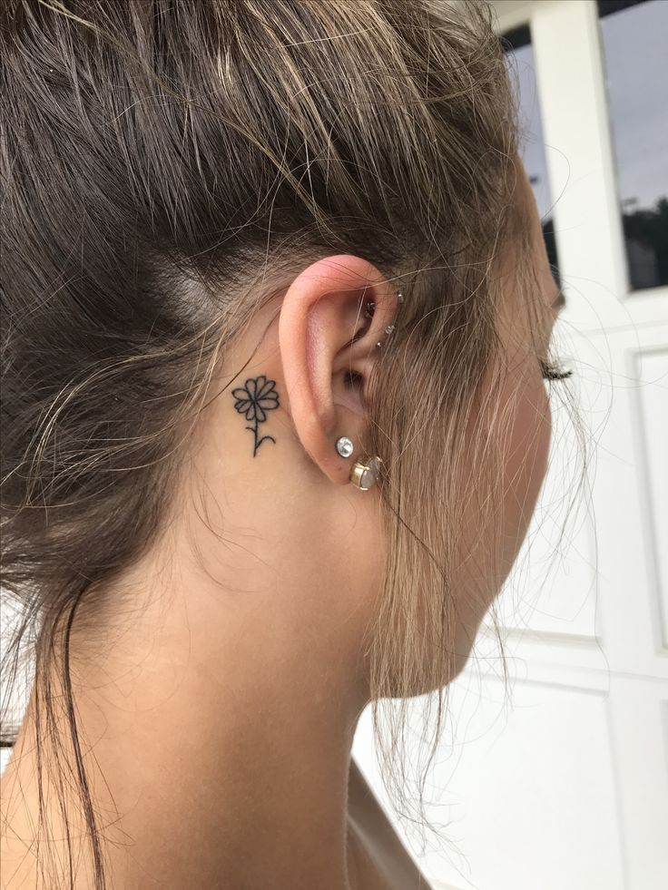 floral tattoo ideas for behind ear