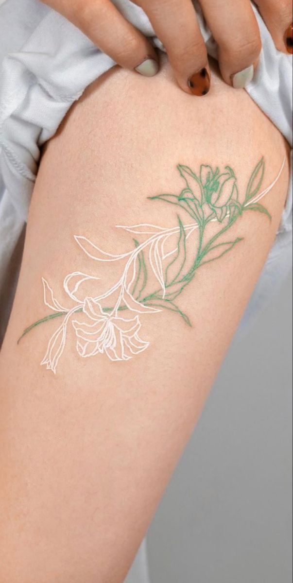 Flower thigh tattoo ideas 0022