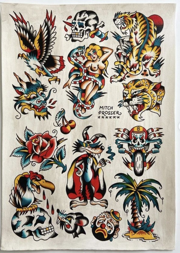 iconic american traditional tattoo symbols.