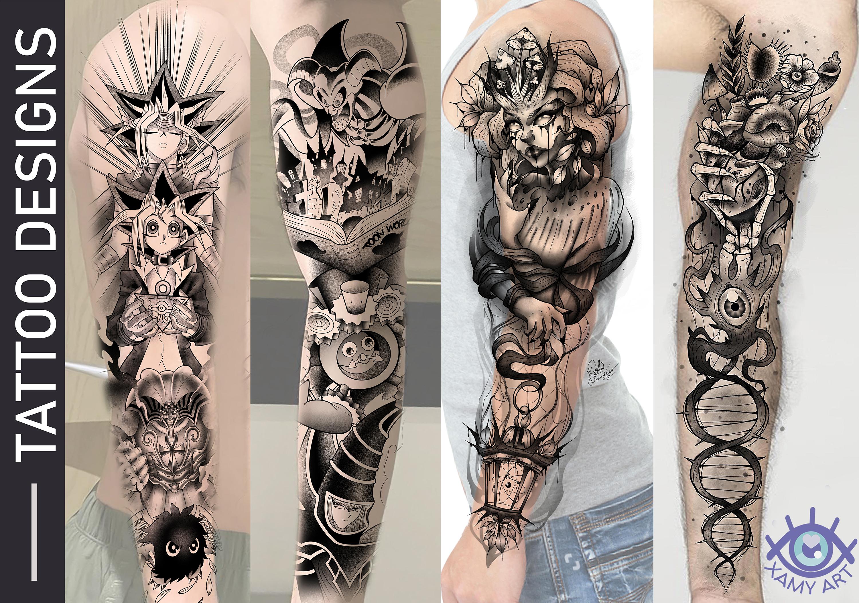 Inspiration for anime sleeve tattoo themes