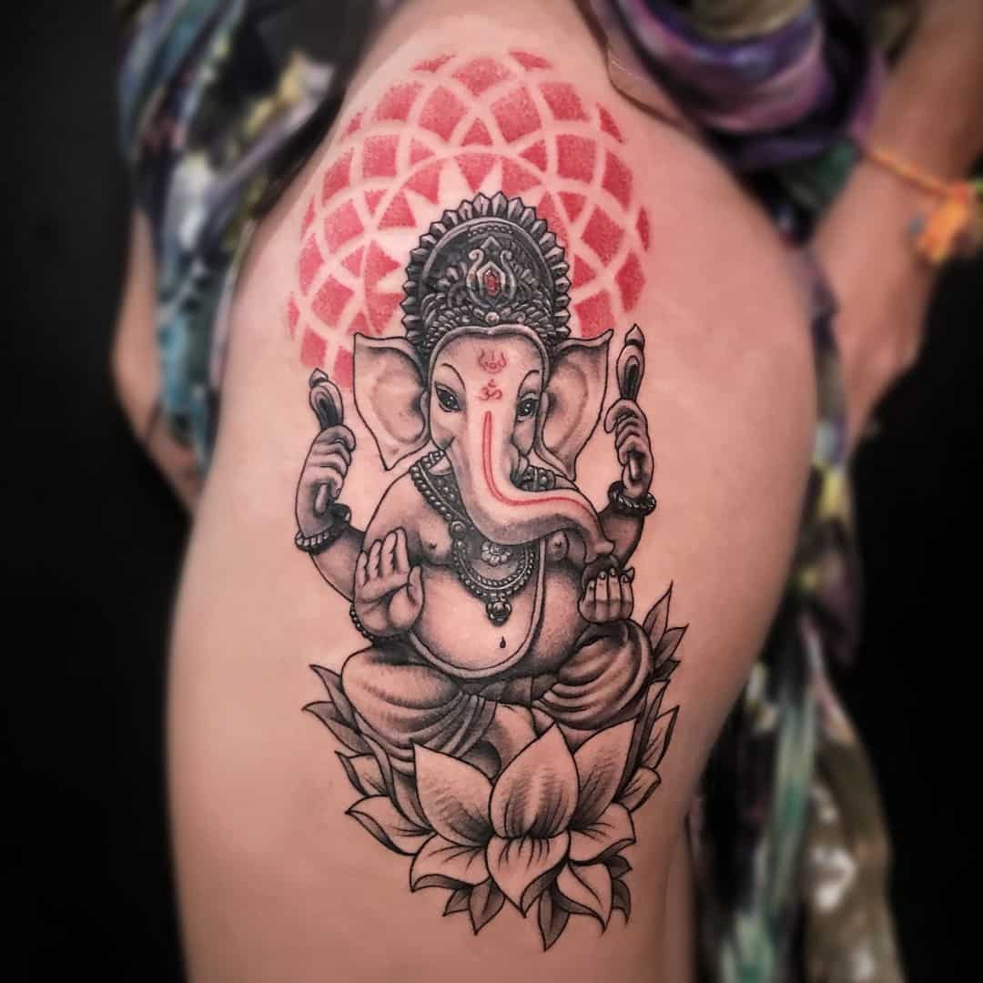 intricate Ganesha tattoo ideas for feet