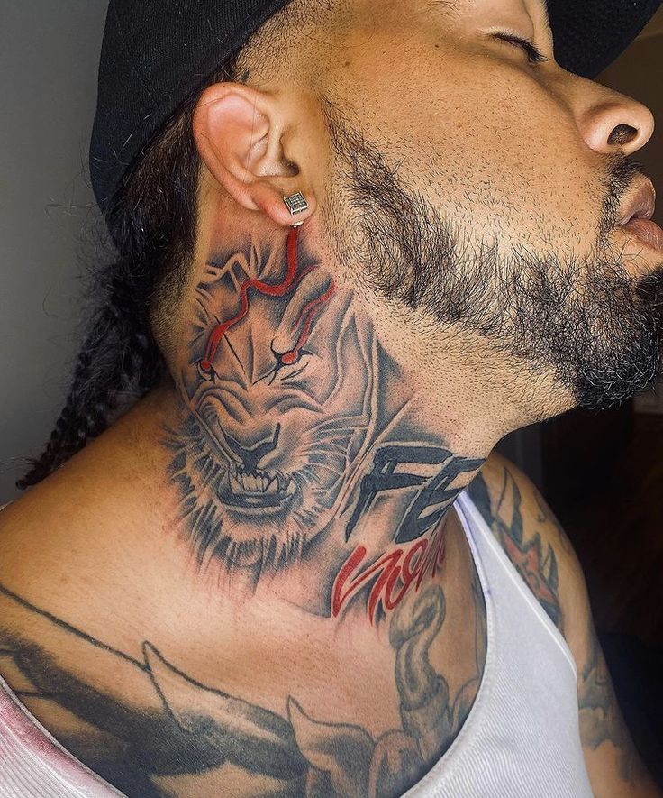 intricate neck tattoo art for men