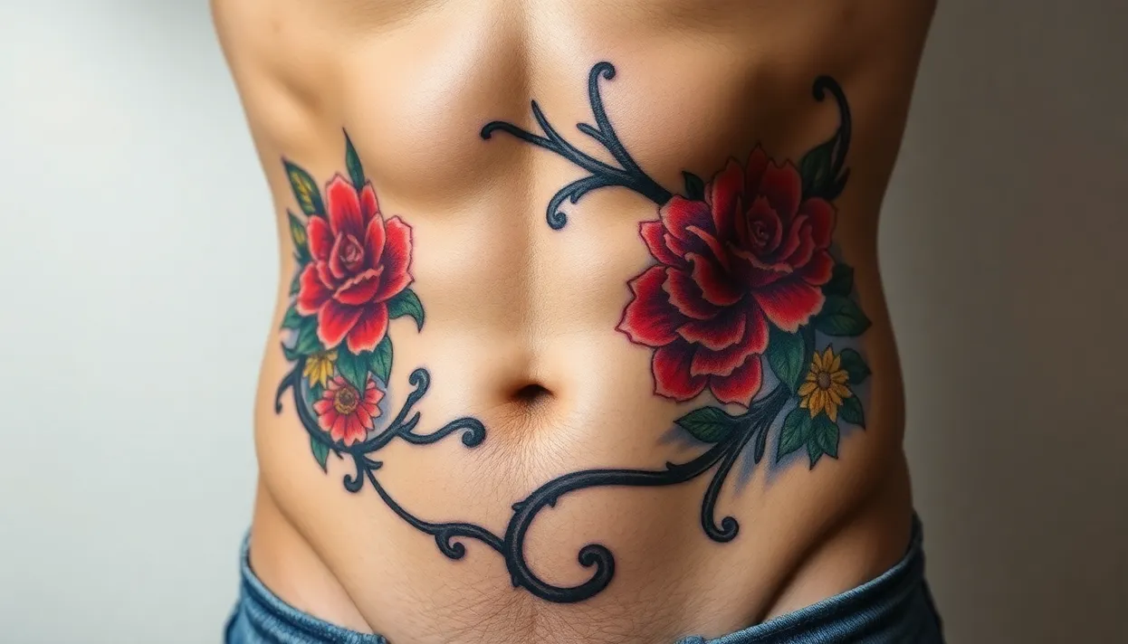 male flower tattoo ideas 0064