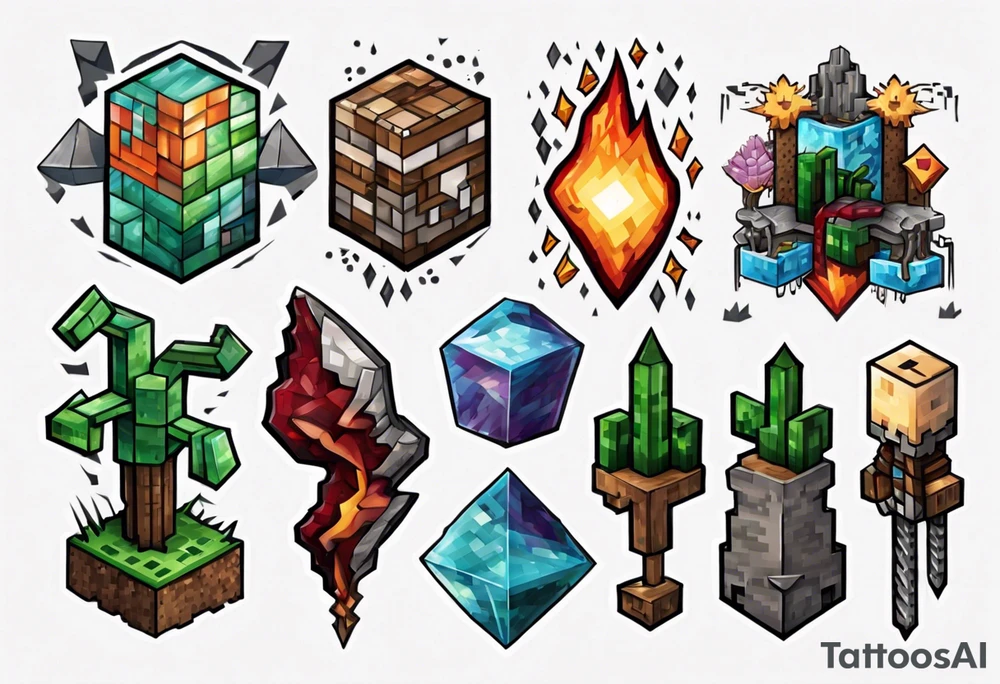 matching Minecraft tattoo ideas for friends