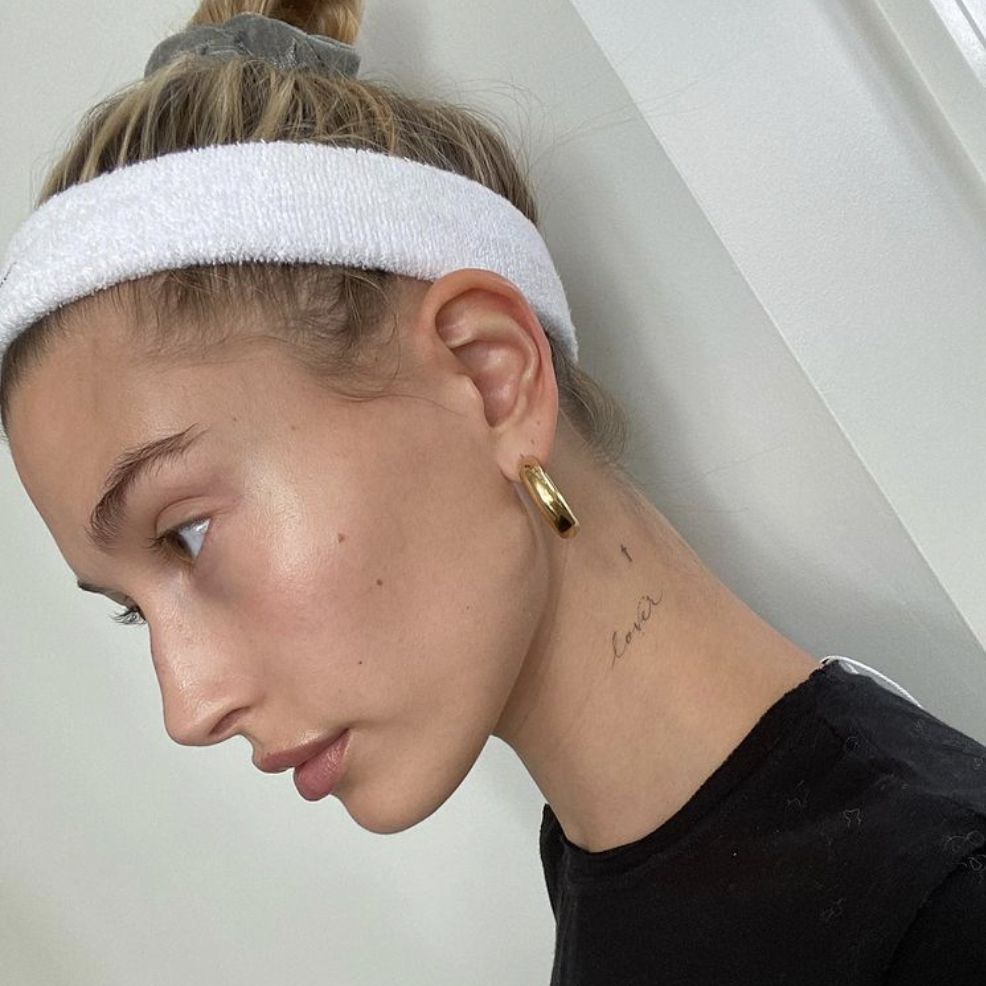 meaningful small side neck tattoo 0079