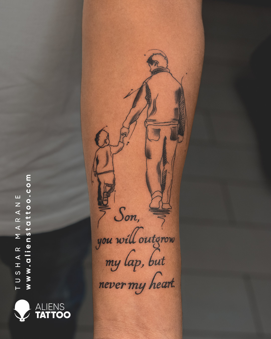 memorable small father and son tattoo symbols