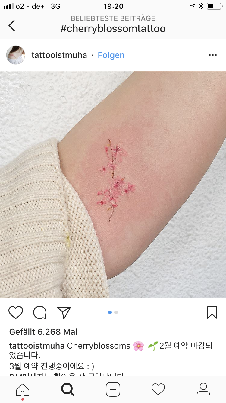 Mini small cherry blossom tattoo 0023