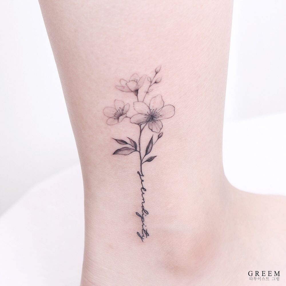 Mini small cherry blossom tattoo 0031