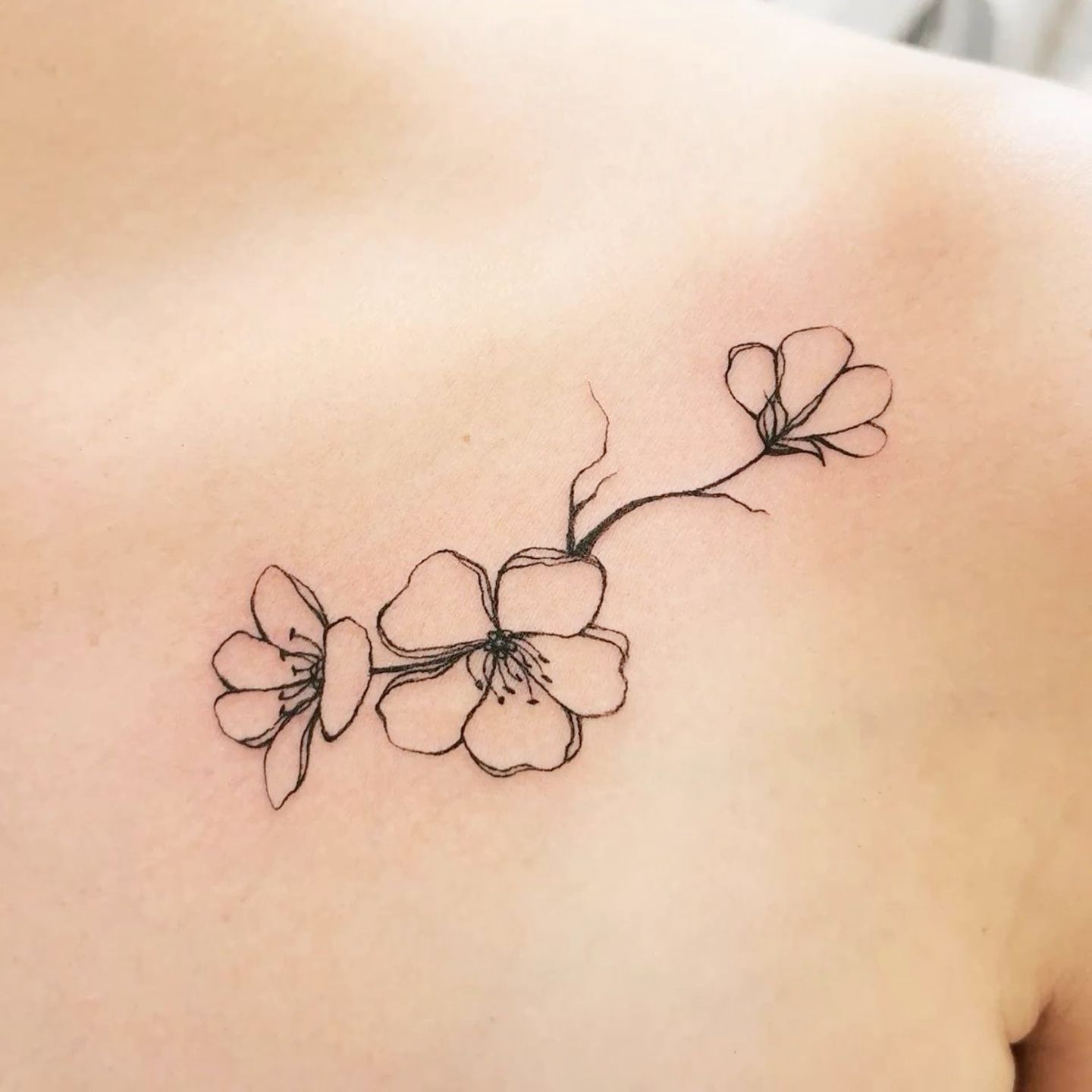 Mini small cherry blossom tattoo 0035