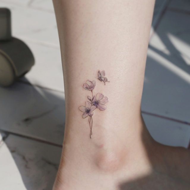 Mini small cherry blossom tattoo 0050