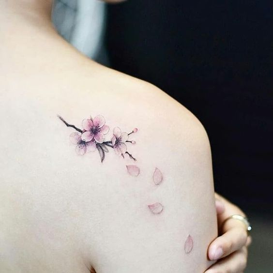 Mini small cherry blossom tattoo 0055