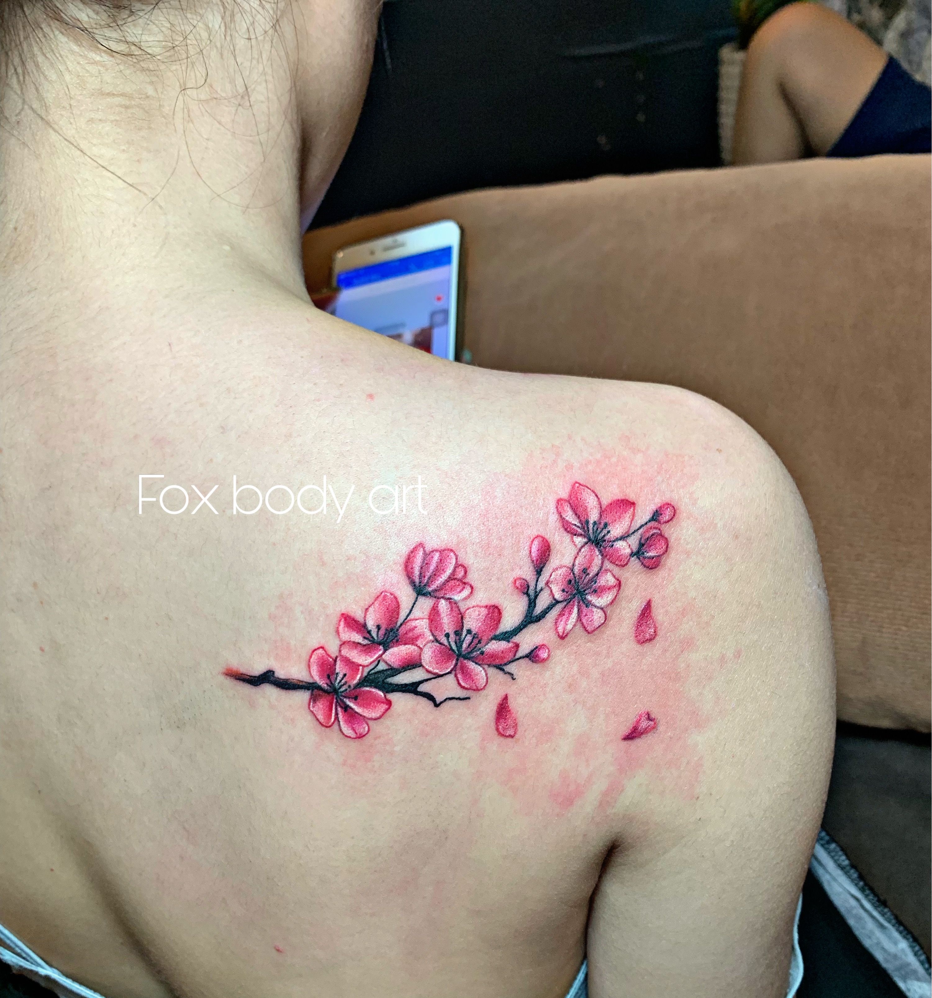 Mini small cherry blossom tattoo 0058