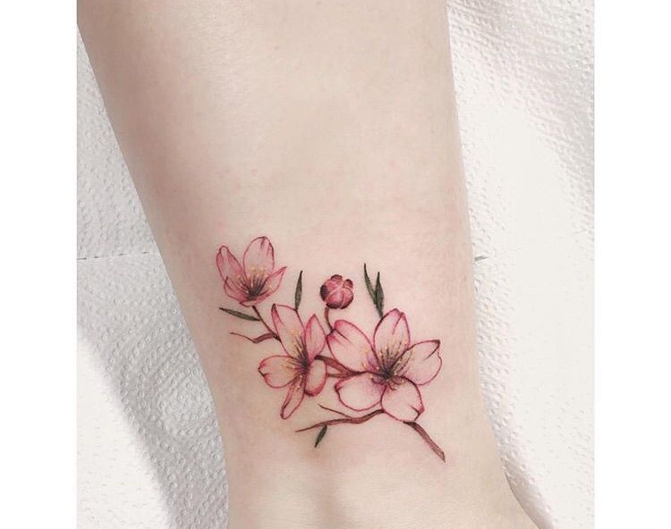 Mini small cherry blossom tattoo 0067