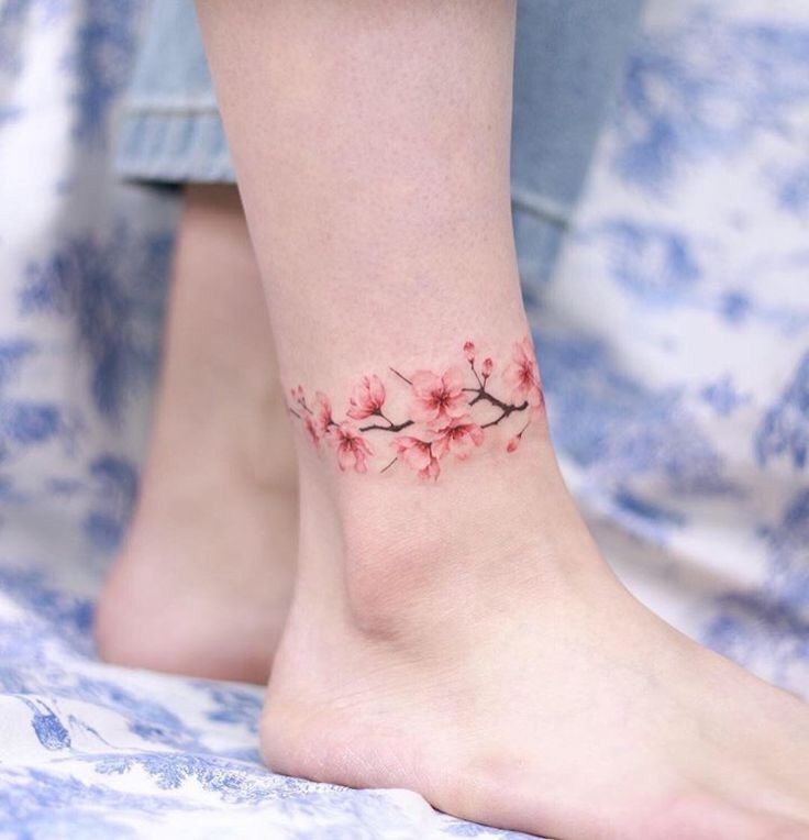 Mini small cherry blossom tattoo 0074