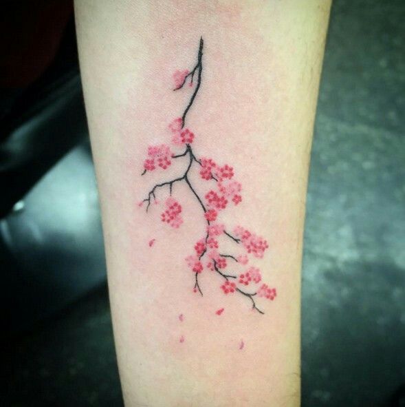 Mini small cherry blossom tattoo 0087