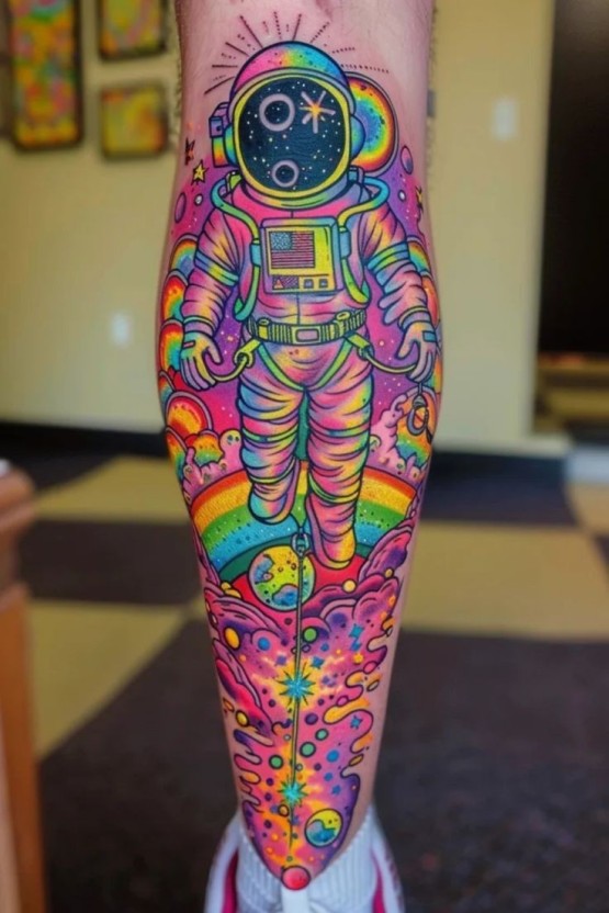 minimal astronaut tattoo designs