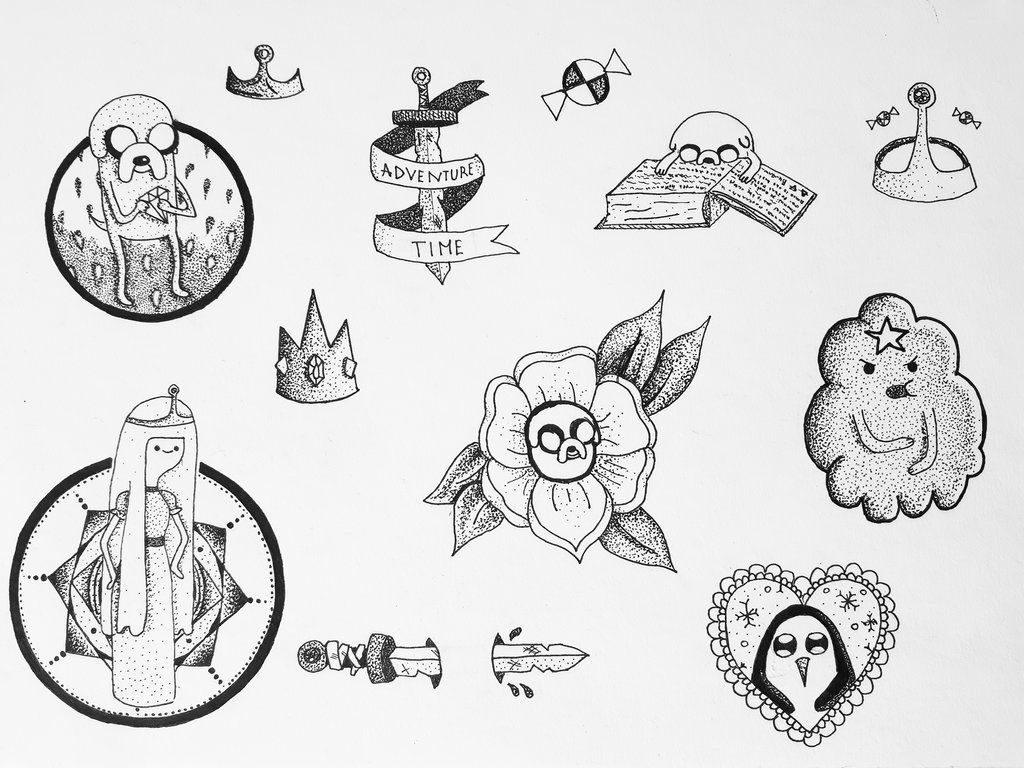 minimalist adventure time tattoo concepts