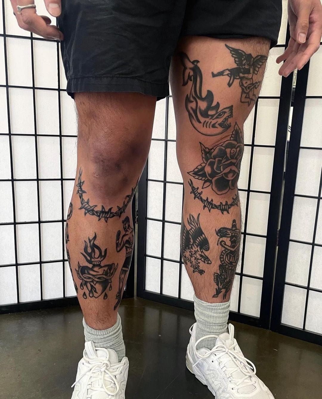 minimalist leg tattoo ideas for men