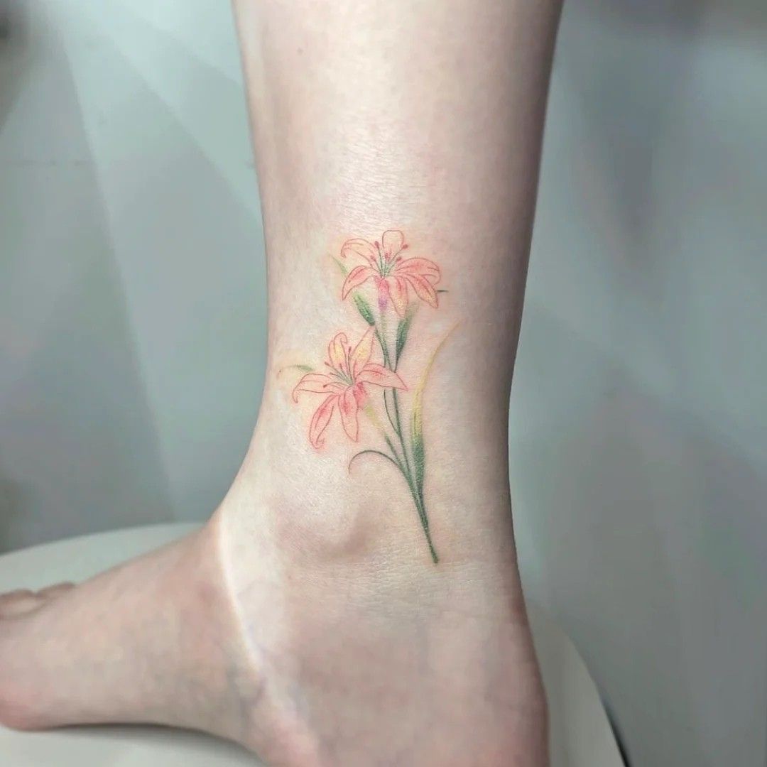 Minimalist lily tattoo small 0059