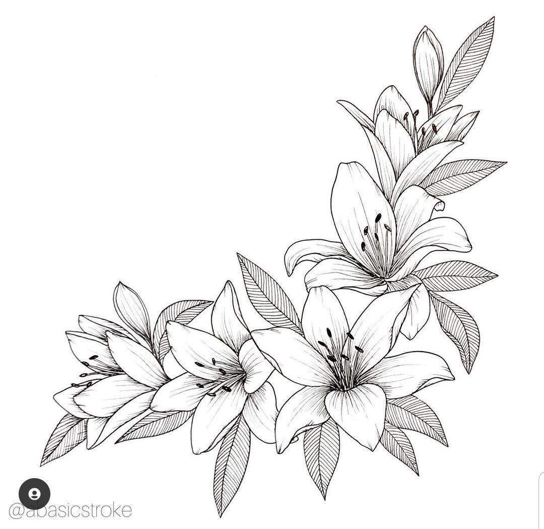 Minimalist lily tattoo small 0099