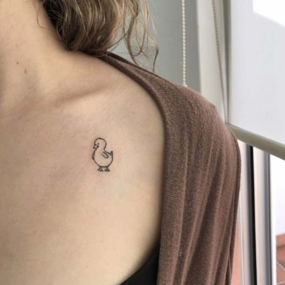 minimalist small duck tattoo