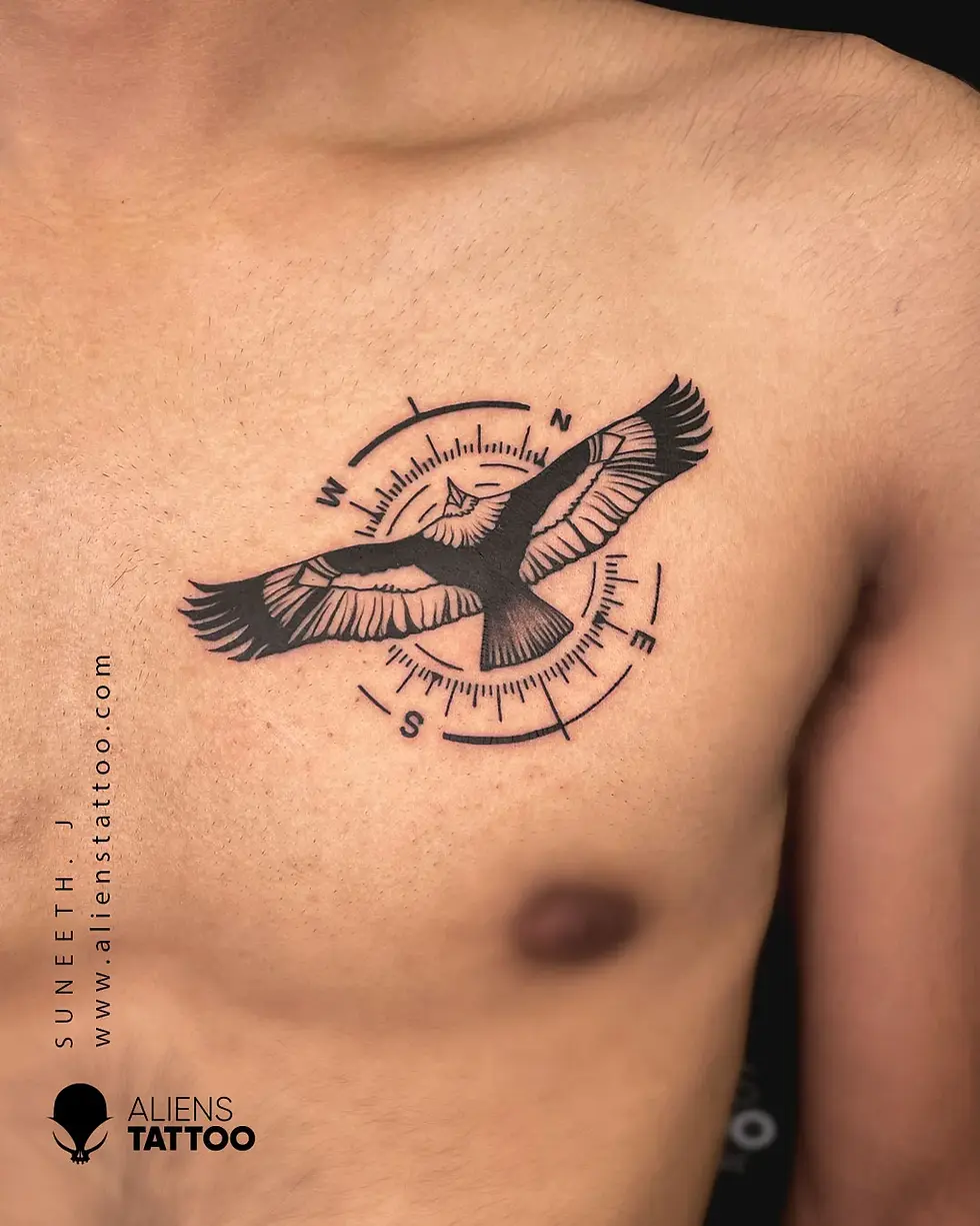 minimalist small eagle chest tattoo styles