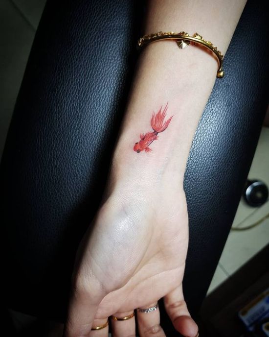 minimalist small koi fish tattoo 0089