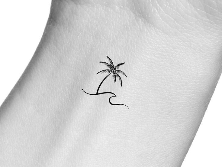 minimalist small palm tree tattoo