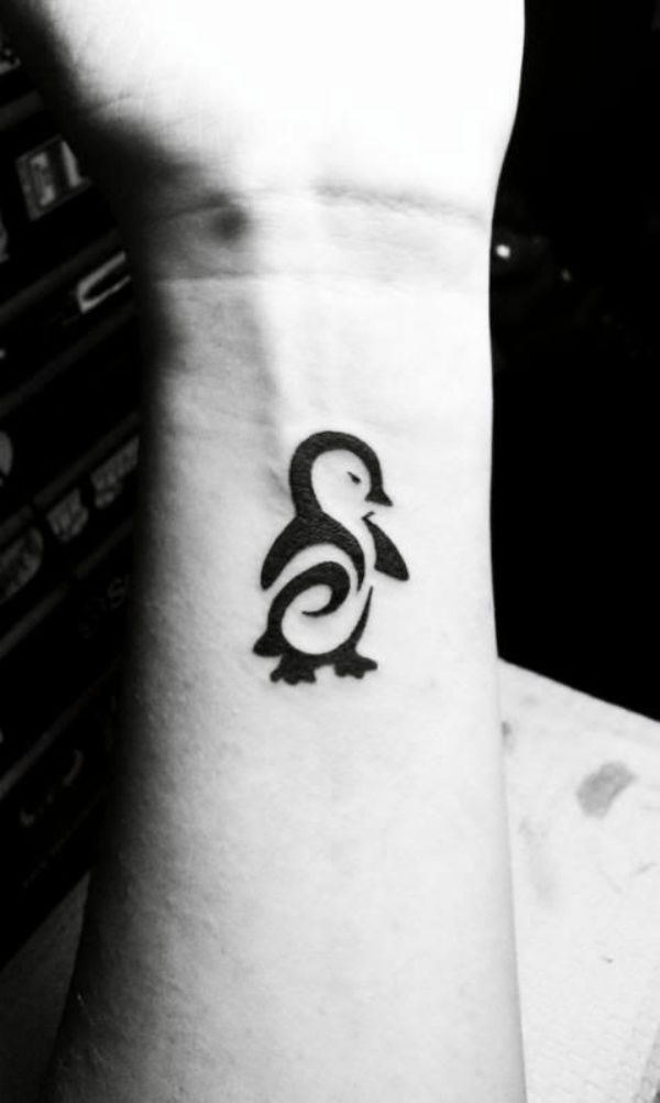 minimalist small penguin tattoo 0025