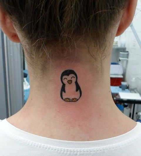 minimalist small penguin tattoo 0059